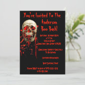 ブラック&レッド笑いスカルQRコードハローウィンパーティ 招待状 (スタンド正面)