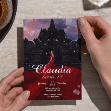 ブラック&レッド紙吹雪18番目の誕生日招待状