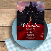 ブラック&レッド紙吹雪18番目の誕生日招待状 招待状