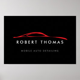 ブラック/レッド自動詳細/修復ロゴのダウンロード ポスター