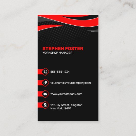 ブラック&レッド自動車車ののオートディテリング 名刺 (裏面)