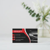 ブラック&レッド自動車車の修理部品 名刺 (スタンド正面)