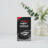 ブラック&レッド オートモービル 自動車 自動車の詳細なデザイン 名刺 (スタンド正面)