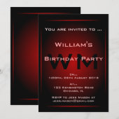 ブラック＆レッド グロー モノグラム サイエンスフィクション  招待状 (正面/裏面)