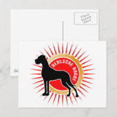 ブラック、レッド、ゴールドのグレート・デーン ポストカード (正面/裏面)