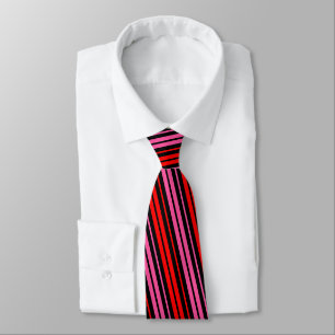 ブラック レッド ピンク 縦縞模様 クラシック  ネクタイ