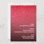 ブラック レッド ホワイト グリッター バースデー パーティー 招待状 (裏面)