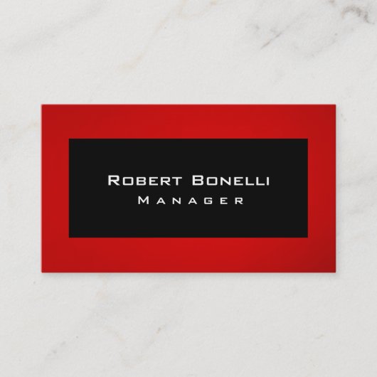 ブラック・レッド・マネージャモダン・プレーン・ビジネス・カード 名刺 (正面)