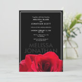 ブラック＆レッド ローズ ホワイト フレーム 結婚式招待状 招待状 (スタンド正面)