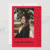 ブラック・レッド・紙吹雪卒業発表 招待状 (正面)