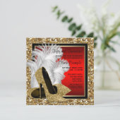 ブラック・レッド・金ゴールドハイヒール誕生会 招待状 (スタンド正面)