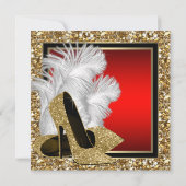 ブラック・レッド・金ゴールドハイヒール誕生会 招待状 (裏面)