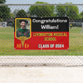 ブラック・レッド&金ゴールド医学校卒業 横断幕 (インサイチュ)