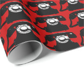 ブラック&レトロ電話 ラッピングペーパー (ロールコーナー)