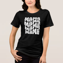 ブラック レトロ グルービー かわいい ママ 母の日 お母さん トライブレンドTシャツ