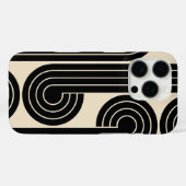 ブラック レトロ 抽象的ライン Case-Mate iPhoneケース (裏面 (横))