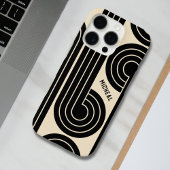 ブラック レトロ 抽象的ライン iPhoneケース
