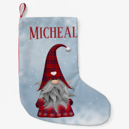 ブラック&レパーソナライズされたッドバッファロープレイドホリデー小妖精や小人 スモールクリスマスストッキング