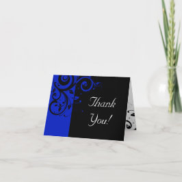 ブラック/ロイヤルブルー逆スワール結婚式 サンキューカード