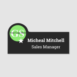 ブラック(ロゴ付き)会社従業員名タグ 名札