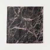 ブラック＆ローズゴールド ピンク グリッター マーブル グラム トレンディ タペストリー (正面(横))