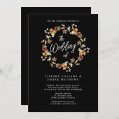 ブラック ワイルドフラワー ウェディング 招待状 (正面/裏面)