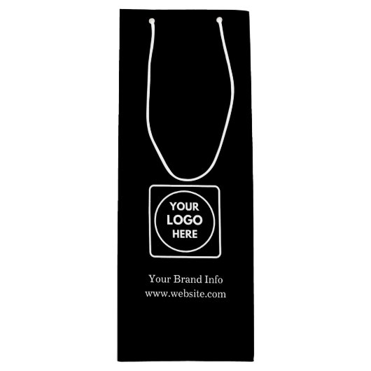 ブラック ワイン ギフト バッグ | カスタム コーポレート ロゴ デザイン ワインギフトバッグ (正面)