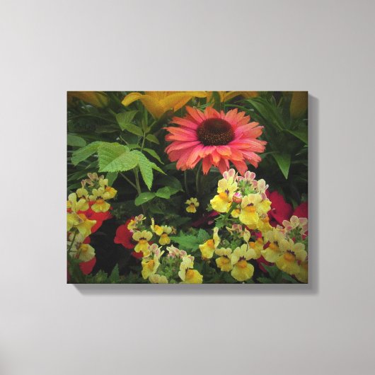 ブラック・ヴィネット・キャンバスに楽しいフラワーガーデン キャンバスプリント (正面)