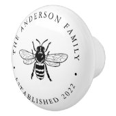 ブラック |ヴィンテージビーイラストレーション パーソナライズされた セラミックノブ (右)