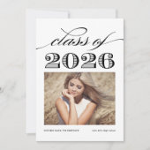 ブラック ヴィンテージ クラス オブ 2025 フォト 卒業式 案内状 (正面)