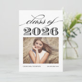 ブラック ヴィンテージ クラス オブ 2025 フォト 卒業式 案内状 (スタンド正面)