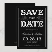 ブラック ヴィンテージ | セーブ・ザ・デート アナウンスメント (正面/裏面)