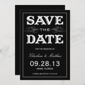 ブラック ヴィンテージ | セーブ ザ デート アナウンスメント セーブザデート (正面/裏面)