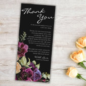 ブラック ヴィンテージ フラワー ウェディング サンクス プレイスクカード メニュー