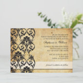 ブラック ヴィンテージ フラワー スワール ウェディング インビテーション (スタンド正面)