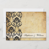 ブラック ヴィンテージ フラワー スワール ウェディング インビテーション (裏面)