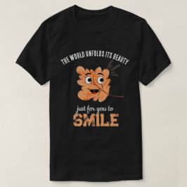ブラック「世界はきみのために美しく展開する」スマイルリーフ Tシャツ