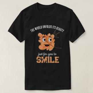 ブラック「世界はきみのために美しく展開する」スマイルリーフ Tシャツ