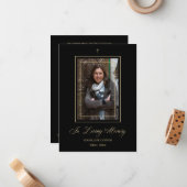 ブラック&伝統的ゴールデンエレガントフォト葬儀 ノートカード (正面/裏面インサイチュ)