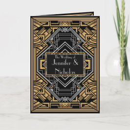 ブラック、偽ゴールド、シルバー アールデコスタイル 案内状