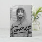 ブラック |写真卒業パーティー(Dashed Photo Graduation) 招待状 (スタンド正面)