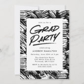 ブラック |写真卒業パーティー(Dashed Photo Graduation) 招待状 (裏面)