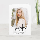 ブラック |写真名門私立校風のの卒業のスクリプト サンキューカード (正面)