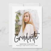 ブラック |写真名門私立校風のの卒業のスクリプト 案内状 (正面)