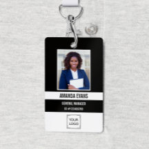 ブラック |写真社員ロゴまたはQRコードセキュリティ