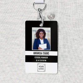 ブラック |写真社員ロゴまたはQRコードセキュリティ バッジ