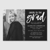 ブラック |卒業式応援会 マグネット招待状 (正面)