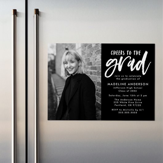 ブラック |卒業式応援会 マグネット招待状