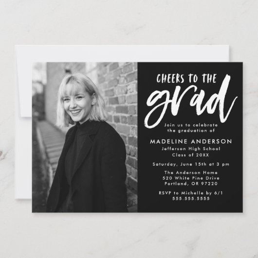 ブラック |卒業式応援会 招待状 (正面)