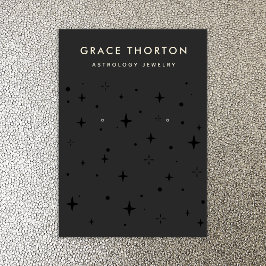 ブラック〔占星術の〕十二宮図天星イヤリングディスプレイ 名刺
